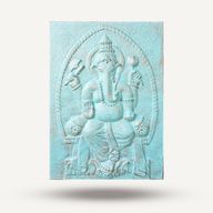 Large Ganpati Turquoise Relief - 0.7x1m