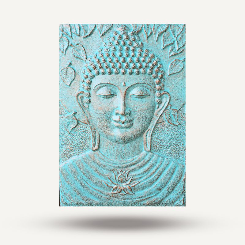 Large Buddha Turquoise Relief - 0.7x1m