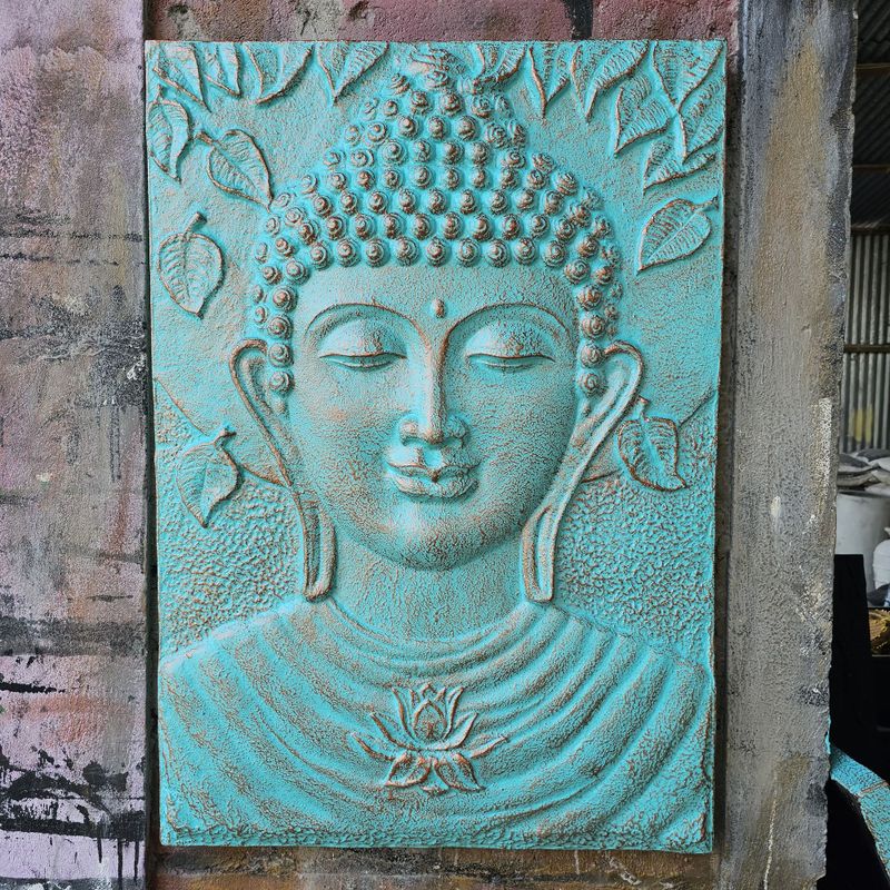 Large Buddha Turquoise Relief - 0.7x1m