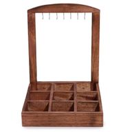 Hanging Stand & Display Tray - 9 (3x3) Compartments - Dark Wood