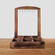 Hanging Stand & Display Tray - 6 (2x3) Compartments - Dark Wood