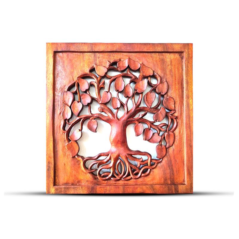 Square Decorative Wooden Tree of Life Panel 40x40cm
