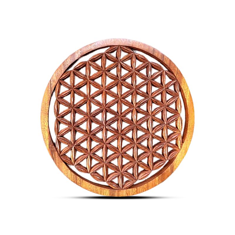 Round Decorative Wooden Flower of Life Panel 40cm