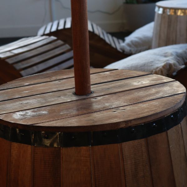 Beer Barrel Stool & Parasol Stand - Natural