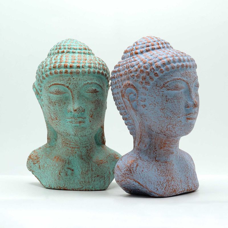 Tranquility Buddha Head - Green Copper