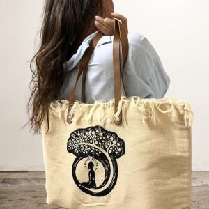 Wholesale Natural Tote Bags with Leather Handles - AW Artisan Europe - Giftware Supplier