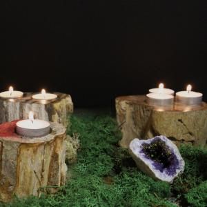 Wholesale Stone candle holders in petrified wood - AW Artisan Europe - Giftware Supplier