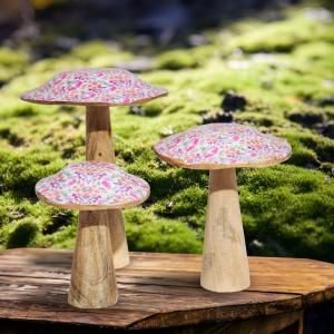 Wholesale Wooden Enamelled Mushroom Decoration - AW Artisan Europe - Giftware Supplier