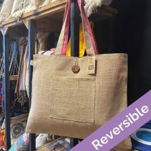 Wholesale Jute & Cotton Reversible Big Bag - AW Artisan Europe - Giftware Supplier