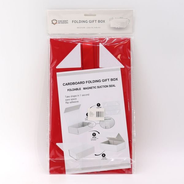 Flat Pack Gift Box - Medium Square (20x18.2x8cm) - Red