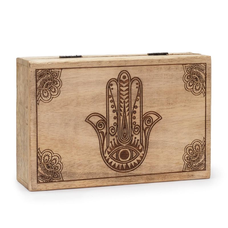 Big Rectangle Box 21.5x14x6.3cm - Hamsa Black Engraved