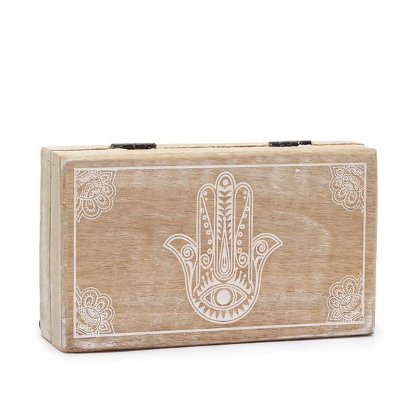 Med Rectangle Box 17x10x4.2cm - Hamsa Whitewash