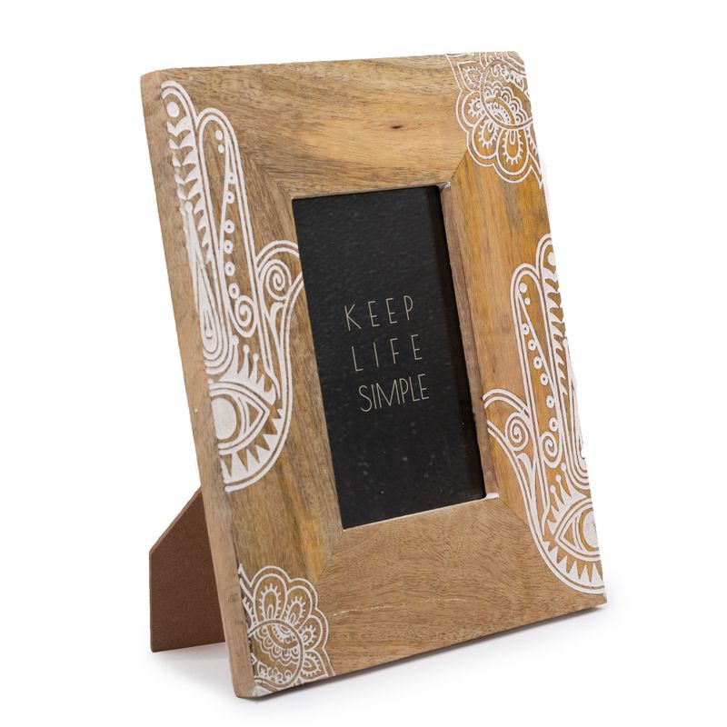 Med Mango Wood Picture Frame (for 10x15cm) 26x20x2cm - Hamsa - White