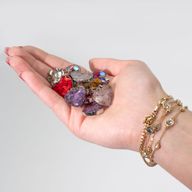 Steel Cased Pendant Hearts - 12 Assorted Gemstone Chips & Shells