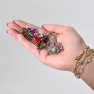 Steel Cased Pendant Diamonds - 12 Assorted Gemstone Chips & Shells