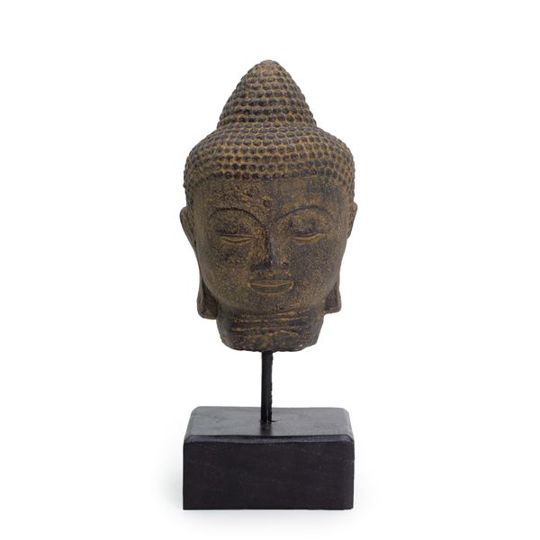 Stillness Buddha Head on Stand - Grey