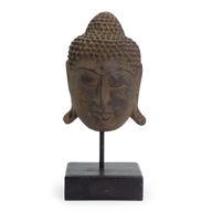 Large Serenity Buddha Head on Stand - Grey
