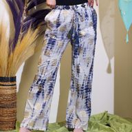 (ML) Nomad Sari - Lounge Pants - Gold & Blue Greek Motiff - Handpainted