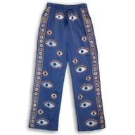 (ML) Nomad Sari - Lounge Pants - Rich Blue & Gold Hand Painted Evil Eye Design