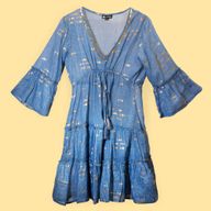 (ML) Nomad Sari On the Med Collection - Dress - Sea Blue & Gold Fish Design