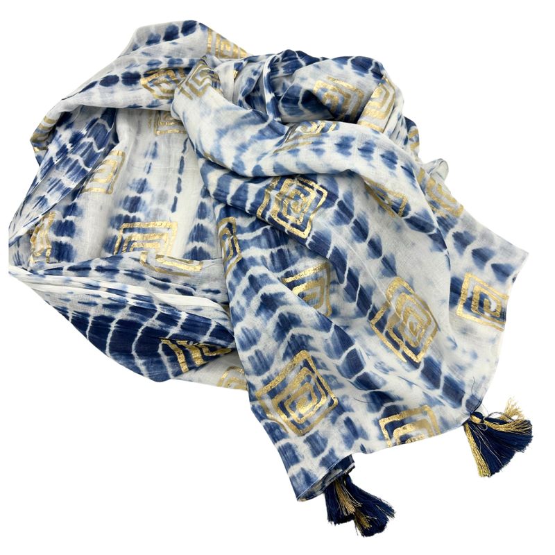 Nomad Sari - Pareo - Blue Tie Dye & Blockprint