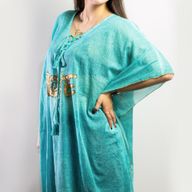 Nomad Sari - Kaftan - Turquoise & Gold Love Design
