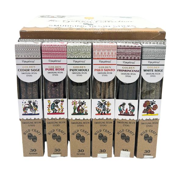 30g Golden Smudging Resin Sticks Display Set