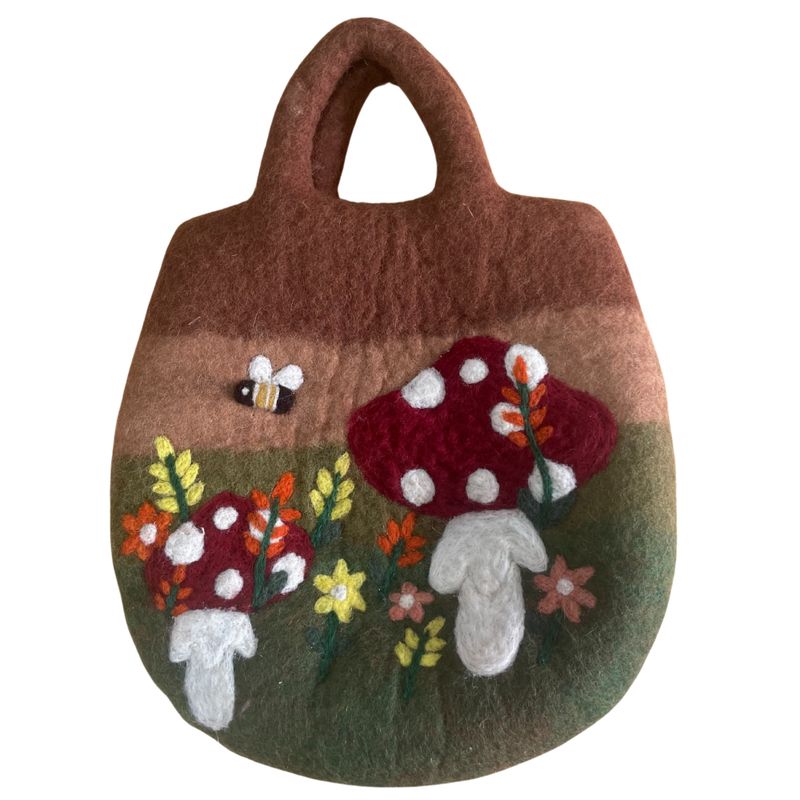 Mushroom Garden Felted Bag - 35x27cm