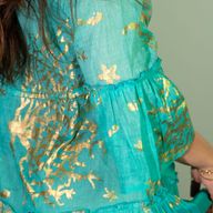 (ML) Nomad Sari On the Med Collection - Dress - Turquoise & Gold Coral Design