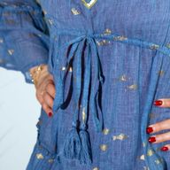 (ML) Nomad Sari On the Med Collection - Dress - Sea Blue & Gold Fish Design