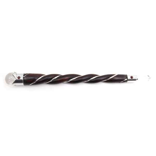 Twisted Wood and Rock Quartz Wand