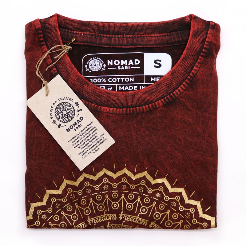 Stone Washed T-Shirt - Mandala - Maroon