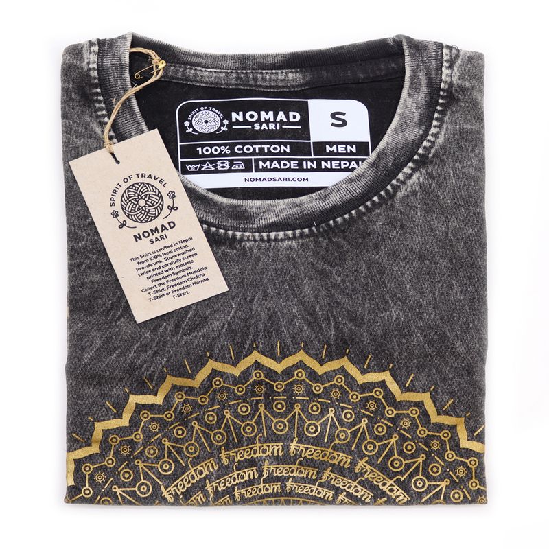 Stone Washed T-Shirt - Mandala - Dark Grey