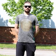 Stone Washed T-Shirt - Mandala - Dark Grey