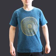 Stone Washed T-Shirt - Mandala - Blue