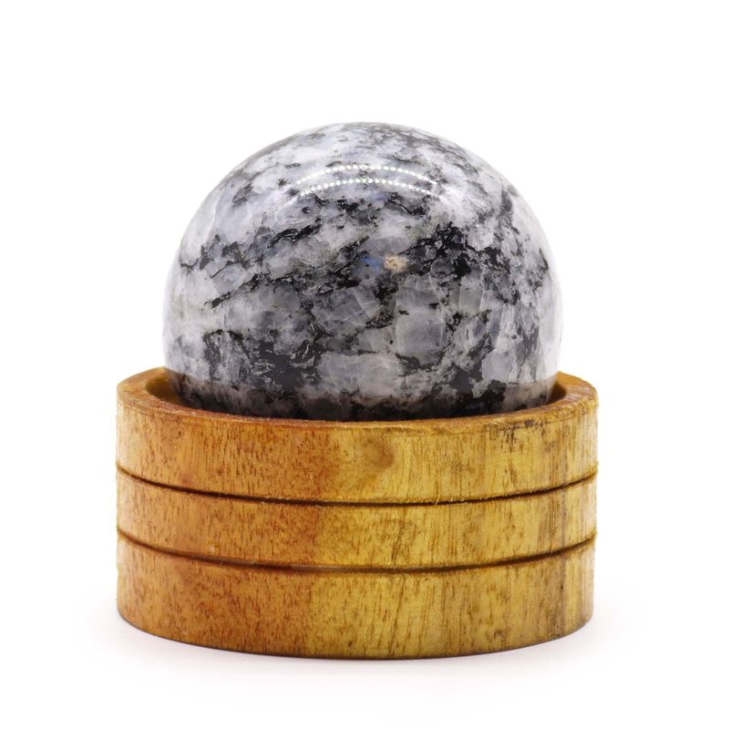 Gemstone Crystal Sphere 50mm - Indian Moonstone  with Stand