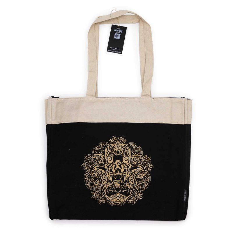 Oversized Tote Bag (38x15x43cm) Chocolate Stonewash 14oz - Freedom Hamsa