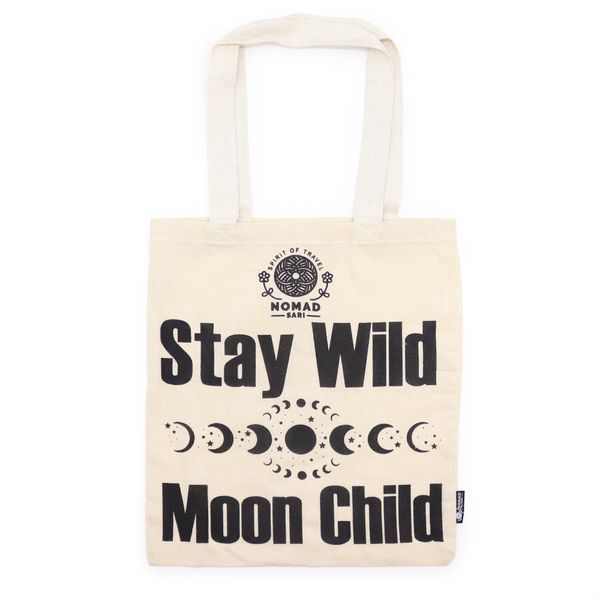 Iconic Basic Tote Bag - Stay Wild, Moon Child - (40x36cm) - Natural 4oz