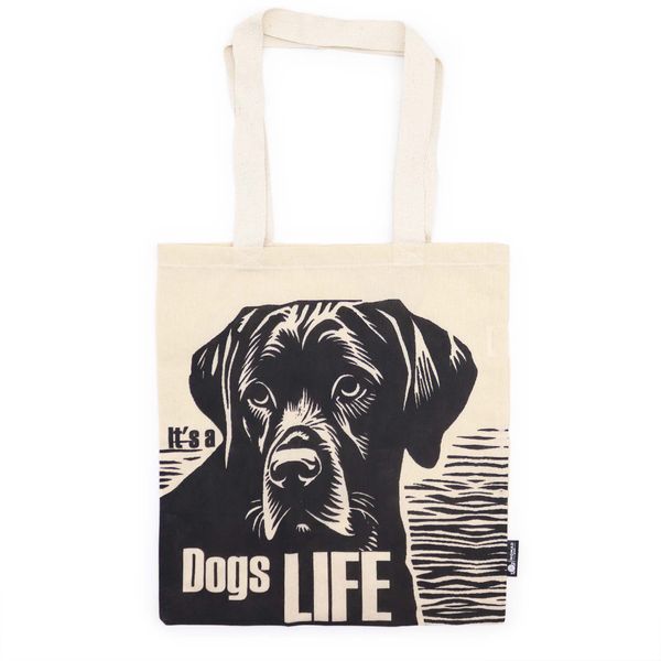 Iconic Basic Tote Bag - Dog's Life - (40x36cm) - Natural 4oz