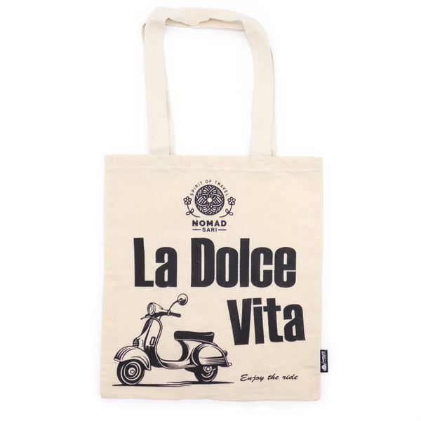 Iconic Basic Tote Bag - La Dolce Vita - (40x36cm) - Natural 4oz