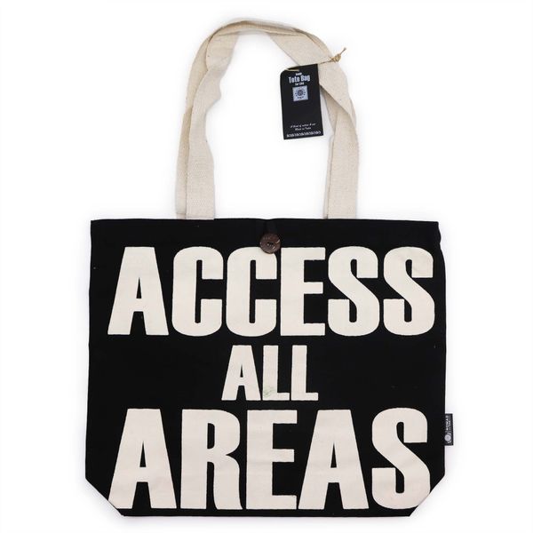 Iconic Classic Tote Bag - ACCESS ALL AREAS - Black Natural 10oz (36x43x10cm)