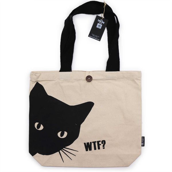 Iconic Classic Tote Bag - Black Cat - Natural 10oz (36x43x10cm)