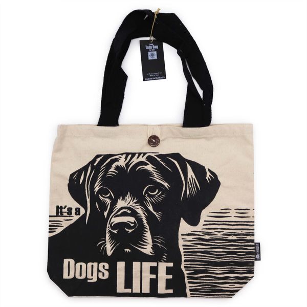 Iconic Classic Tote Bag - It's a Dogs Life - White 10oz (36x43x10cm)