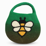 Water Felted Bee Bag - One Handle with Magnet - Garden Greens
