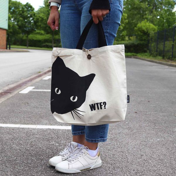 Iconic Classic Tote Bag - Black Cat - Natural 10oz (36x43x10cm)
