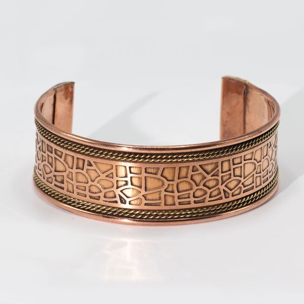 Copper Wide Banded Bracelets with Brass Decor (assorted)