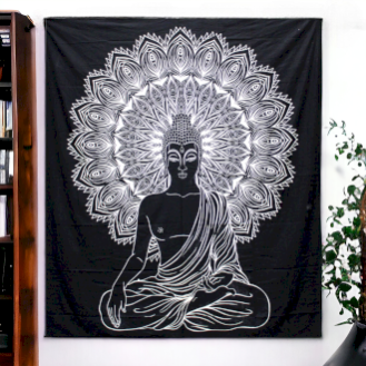 Black and White Double Cotton Bedspread Wall Hanging