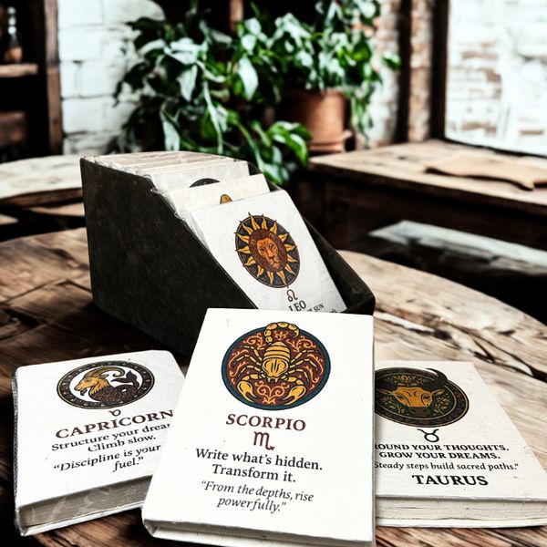 Med Tibet Style Star Signs Notebooks - (12x8cm) - 40 pages (12 x assorted) - In Display Case