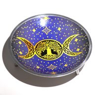 Triple Leg Enameled Offering Plate - Purple Triple Moon