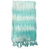 Boho Java Art Stole/Scarf - Teal Stripes & Motif - 62x200cm